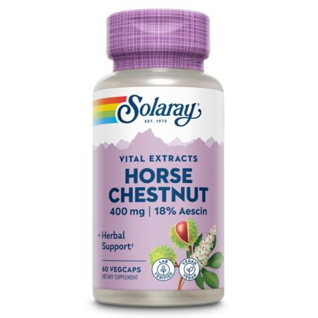 SOLARAY Horse Chestnut Seed Extract 400mg - Standardized 72 mg Aescin 18% with 55 mg of Bu