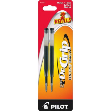 PILOT Dr. Grip Center of Gravity Ballpoint Ink Refill, Medium Point, Black Ink, 2-Pack (77