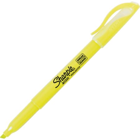 Sharpie Pocket Style Highlighters, Chisel Tip, Fluorescent Yellow, Box of 12