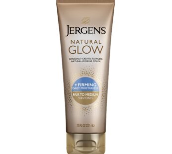 Jergens Natural Glow +FIRMING Self Tanner, Sunless Tanning Lotion for Fair to Medium Skin
