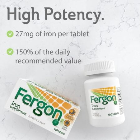 Fergon High Potency Iron Highly Soluble & Easily Digested, 27 mg Iron, 100 Tablets - Image 2