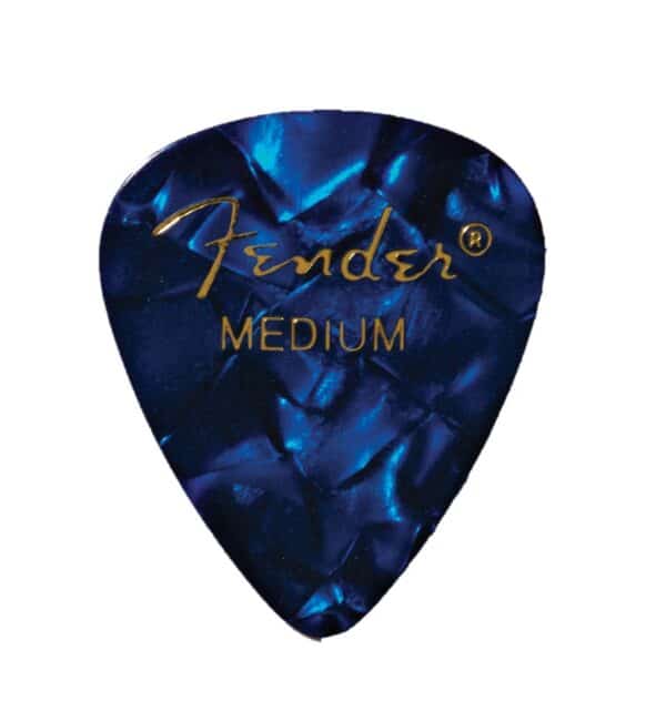 Fender Premium Celluloid Guitar Picks 351 Shape, Blue Moto, Medium, 12-Pack