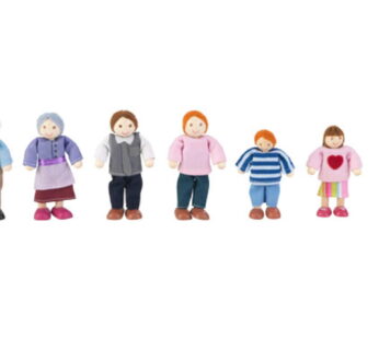 KidKraft 5″ Wooden Poseable Doll Family of 7 – Caucasian, Gift for Ages 3+
