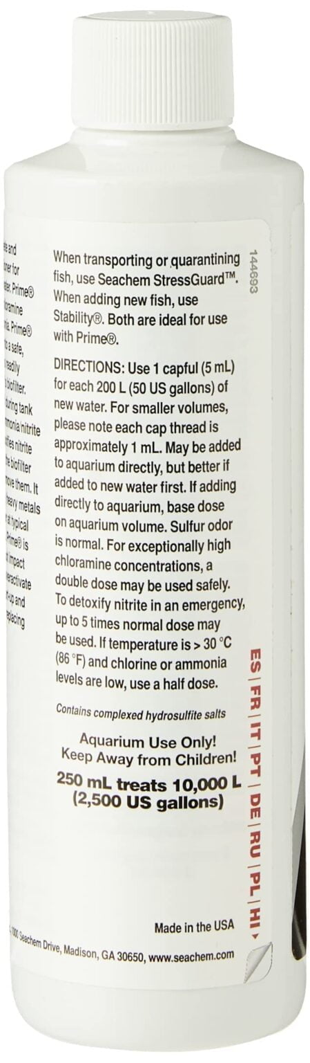 Seachem Prime Fresh and Saltwater Conditioner - Chemical Remover and Detoxifier 250 ml - Image 3