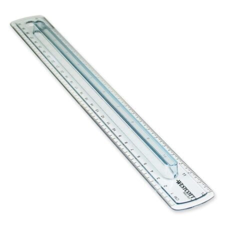 Westcott 00402 Smoke Gray Plastic Ruler with Finger Grip, 12 Inch