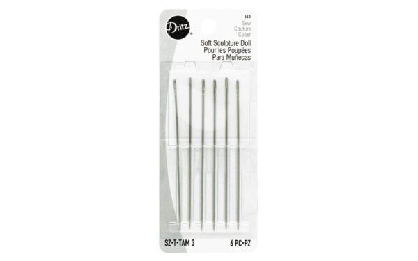 Dritz 56D Doll Hand Needles, Soft Sculpture, 3-Inch (6-Count),Nickel