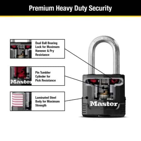 Master Lock Magnum Heavy Duty Outdoor Padlock with Key, 1 Pack, M115XDLF - Image 5