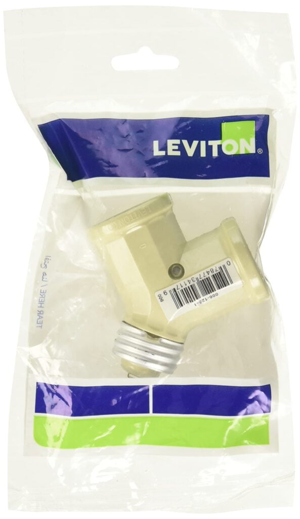 Leviton 128-I 15-Amp 660-Watt Twin Light-Socket Adapter, Ivory