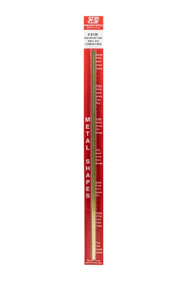 K & S PRECISION METALS 8126 3PK3/32 x 12 BRS RND Tube, Pack of 3, Brass
