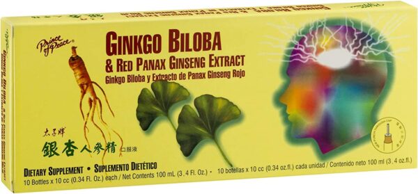 Prince Of Peace Ginkgo Biloba & Red Panax Ginseng Extract, 10 Bottles, 0.34 fl. oz. Each ? - Image 2