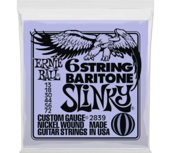 Ernie Ball 6-String Baritone Slinky Nickel Wound Electric Guitar Strings, 13-72 Gauge (P02