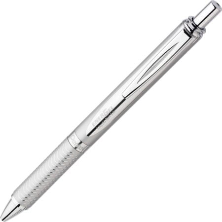 Pentel? EnerGel Alloy Retractable Gel Pens, Medium Point, 0.7 mm, Metallic Silver Barrel, - Image 3