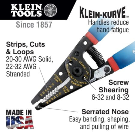 Klein Tools 11057 Wire Cutter / Wire Stripper, Made in USA, Heavy Duty Wire Cutter Strippe - Image 2