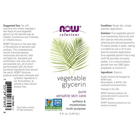 NOW Solutions, Vegetable Glycerin, 100% Pure, Versatile Skin Care, Softening and Moisturiz - Image 2