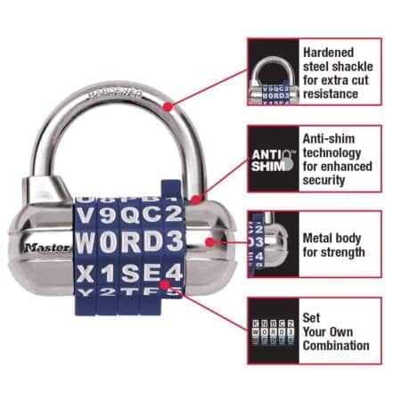 Master Lock Word Combination Lock, Set Your Own Word Combination Lock for Gym and School L - Image 2