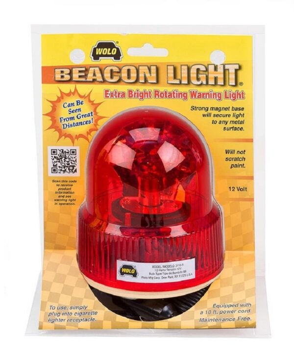 Wolo (3110-R) Beacon Light Rotating Emergency Warning Light - 12 Volt, Red Lens - Image 2