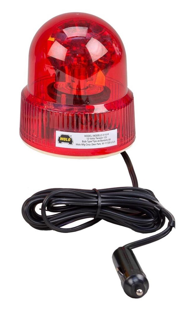 Wolo (3110-R) Beacon Light Rotating Emergency Warning Light - 12 Volt, Red Lens