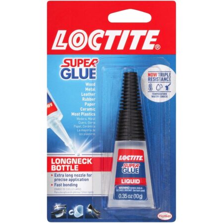 Loctite Super Glue Liquid Longneck Bottle, Clear Superglue for Plastic, Wood, Metal, Craft