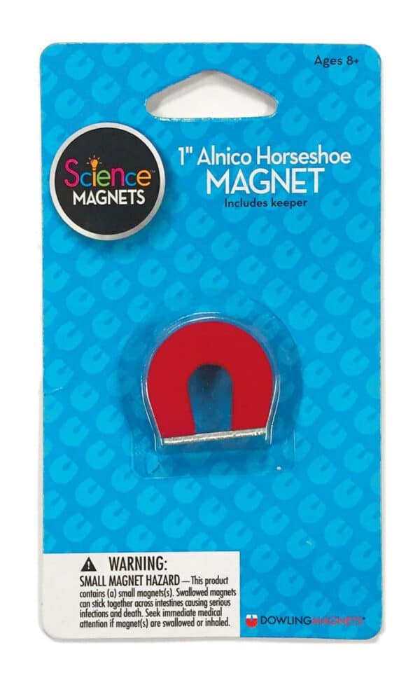 Dowling Magnets Alnico Horseshoe Magnet (One 1 Inch High Red Small Magnet) and One Keeper.