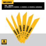 DEWALT DW4856 6pc Metal/Woodcutting Reciprocating Saw Blade Set, Metallic - Image 3