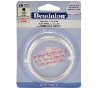 Beadalon German Style Wire for Jewelry Making, Round, Silver Plated, 26 Gauge, 65.6 ft