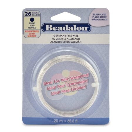 Beadalon German Style Wire for Jewelry Making, Round, Silver Plated, 26 Gauge, 65.6 ft