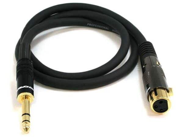 Monoprice 104768 3-Feet Premier Series XLR Female to 1/4-Inch TRS Male 16AWG Cable gold