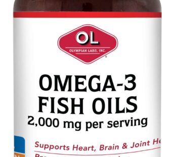 Olympian Labs Omega-3 Fish Oils, 2000mg per Serving – Helps Support Brain & Heart Health,