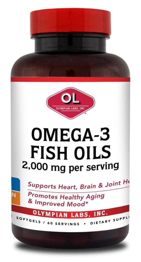 Olympian Labs Omega-3 Fish Oils, 2000mg per Serving - Helps Support Brain & Heart Health,