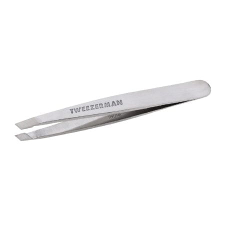 Tweezerman Mini Slant Tweezer - Tweezers for Eyebrows, Travel Tweezers for Eyebrows, Facia