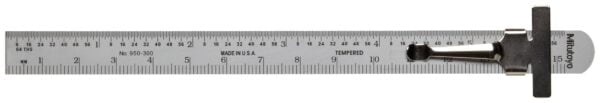 Mitutoyo 950-300, Pocket Steel Rule, 6"/150mm (1/64"/1mm), 1/2" Wide, With Pocket Clip, Ch
