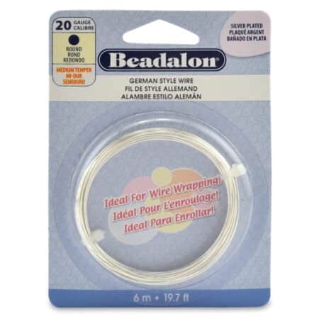 Beadalon German Style Wire for Jewelry Making, Round, Silver Plated, 20 Gauge, 19.7 ft