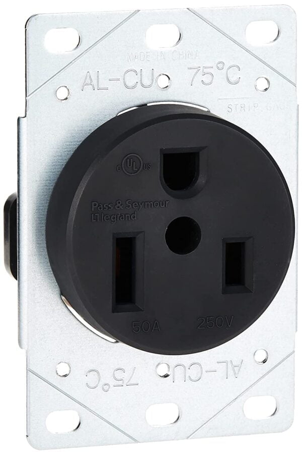 Legrand Pass & Seymour 3804 50 Amp 250V 2 Pole 3 Wire Power Outlet Flush Receptacle, NEMA