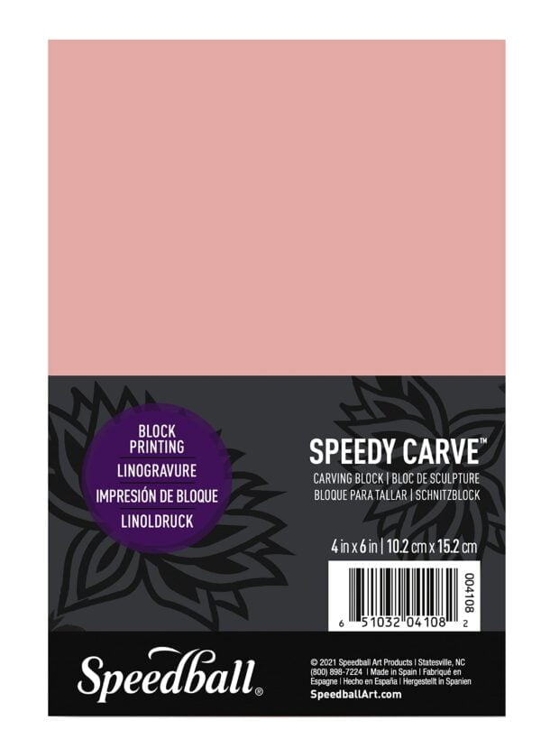 Speedball Speedy-Carve Block Printing Carving Block, Rectangle, Pink, 4 x 6 Inches, Linole