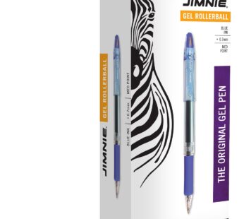 Zebra Pen Jimnie Roller Ball Stick Gel Pen, Blue Ink, Medium Point, 0.7mm, 12-Count (44120