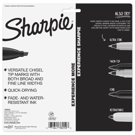 Sharpie Permanent Markers | Chisel Tip Markers, Assorted Colors, 8 Count - Image 7