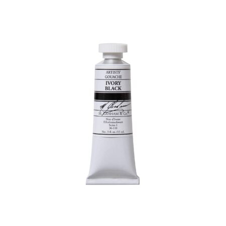 M. Graham 1/2-Ounce Tube Gouache Paint, Ivory Black