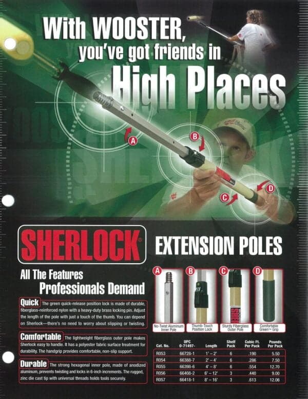 Wooster Brush SR055 Sherlock Extension Pole, Beige/Green, 4 Foot - Image 3