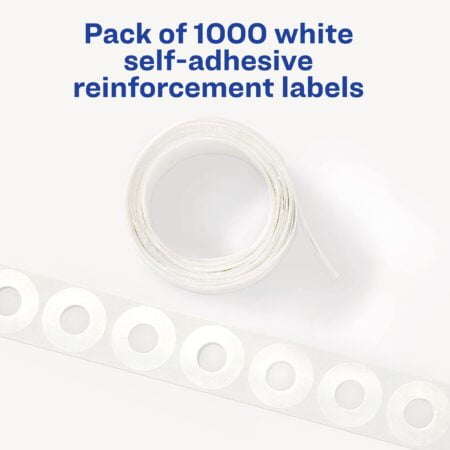 Avery Hole Reinforcements, White, 1000/Pack, PK - AVE05720 - Image 2