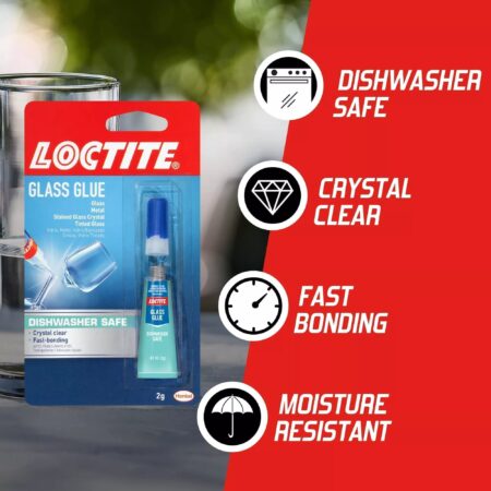 Loctite Glass Glue, Dishwasher Safe, Dries Clear & Fast Bonding, Works on Tinted Glass, Pl - Image 4