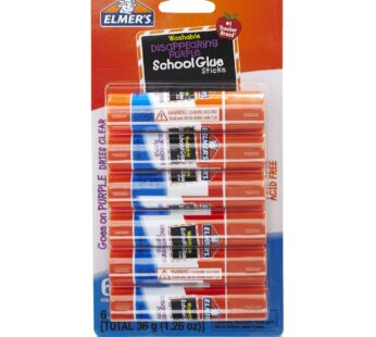 Elmer’s Disappearing Purple School Glue, Washable, 6 Pack, 0.21-ounce sticks