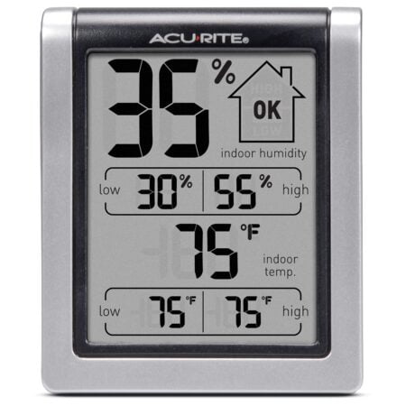 AcuRite 00613 Digital Hygrometer & Indoor Thermometer Pre-Calibrated Humidity Gauge, 3" H
