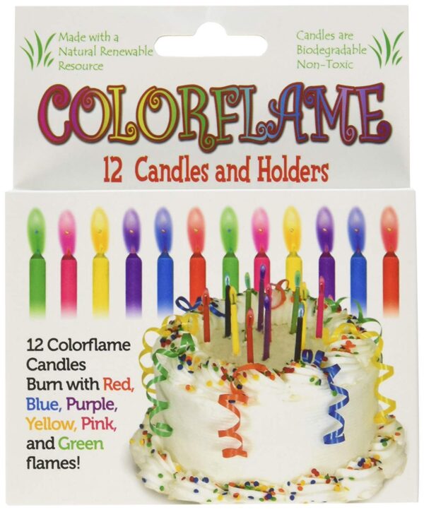 Colorflame Birthday Candles With Colored Flames - Birthday, Party, Cake Decor - 12 Candles