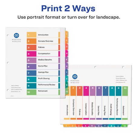 Avery Extra-Wide Ready Index Dividers for 3 Ring Binders, 10 Tab Set, Printable Table of C - Image 5