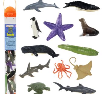 Safari Ltd. Ocean TOOB – 12 Mini Figurines: Sea Lion, Eagle Ray, Starfish, Turtle, Penguin