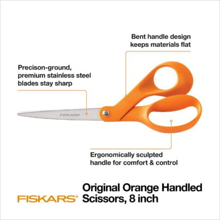 Fiskars Original Orange-Handled Scissors - Ergonomically Contoured - 8" Stainless Steel - - Image 3