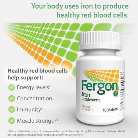 Fergon High Potency Iron Highly Soluble & Easily Digested, 27 mg Iron, 100 Tablets - Image 8