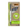 BIC Ecolutions Clic Stic Black Ballpoint Pens, Medium Point (1.0mm), 12-Count Pack, Retrac