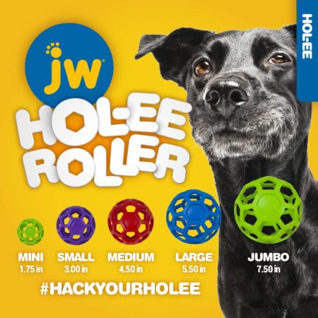 JW Pet Hol-ee Roller Dog Toy Puzzle Ball, Natural Rubber, Medium (4.5 Inch Diameter), Colo - Image 3