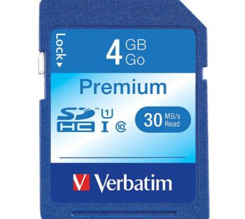 Verbatim 96171 4GB Premium SDHC Memory Card, UHS-I U1 Class 10, Blue